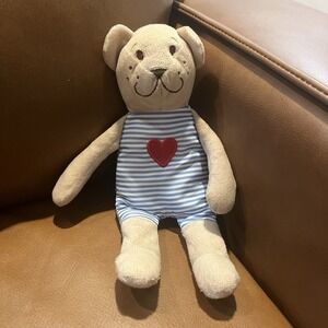 IKEA FABLER BJORN Teddy Bear Plush Blue/White Outfit‎ Red Heart Retired 9.5"